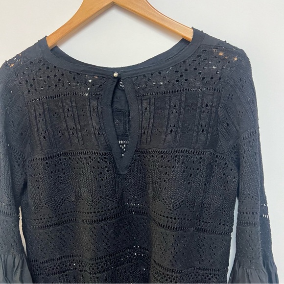 Free People Once Upon A Time Statement Top Black Lace Blouse Shirt Small $148 - Picture 11 of 12